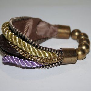 Beautiful brass, brown and purple bracelet 8"